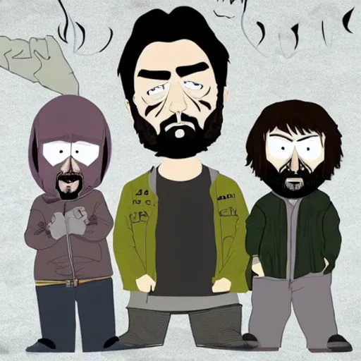 Prompt: bam margera in south park style