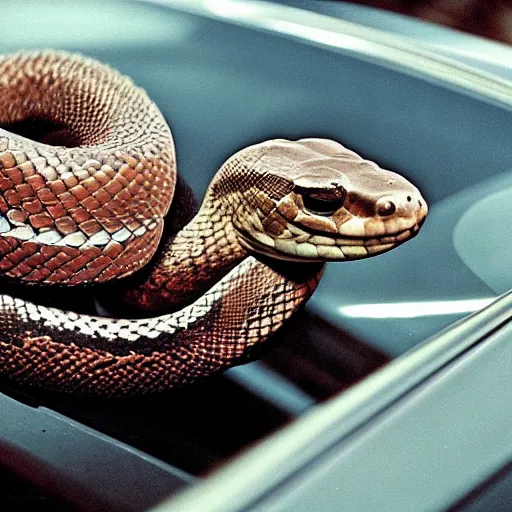 Image similar to a snake in a car, photo