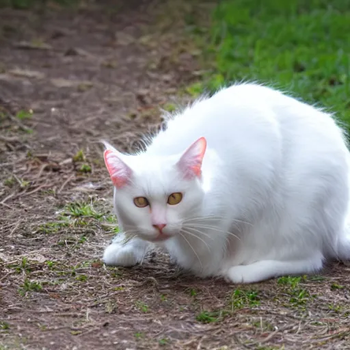 Image similar to White cat with light orange ears hunting