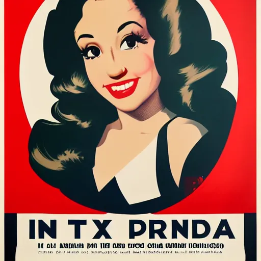 Prompt: propaganda posters of ariana grande the style of the united states 1 9 4 0's recruitment posters, red prohibitive circle around her head, 4 k