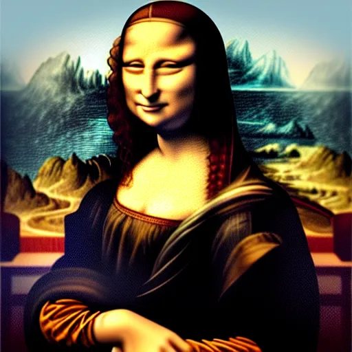 Prompt: Mona Lisa drawing Da Vinci, digital art, trending on artstation