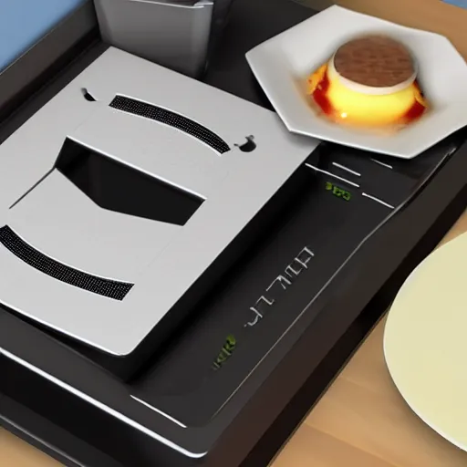 Prompt: a floppy disk in a plate being served to a robot for breakfast, unreal engine