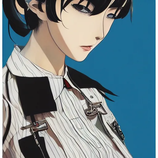 Image similar to girl wearing retro clothing, shigenori soejima and yoji shinakawa and tatsuki fujimoto illustration, heavy lineart, oil on canvas