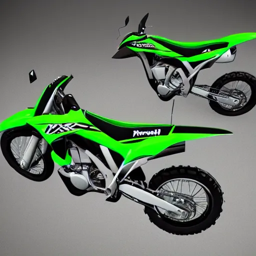 Image similar to !dream kawasaki ninja kx250, photo-realistic, hyperealism, 3d render