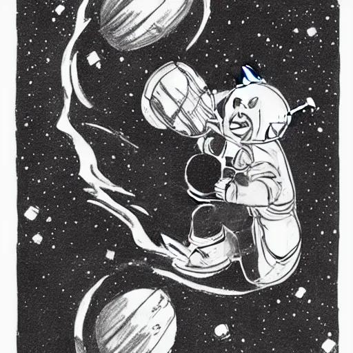 Prompt: black cat is fallling in space. the galaxy in the background, sketch for a tattoo