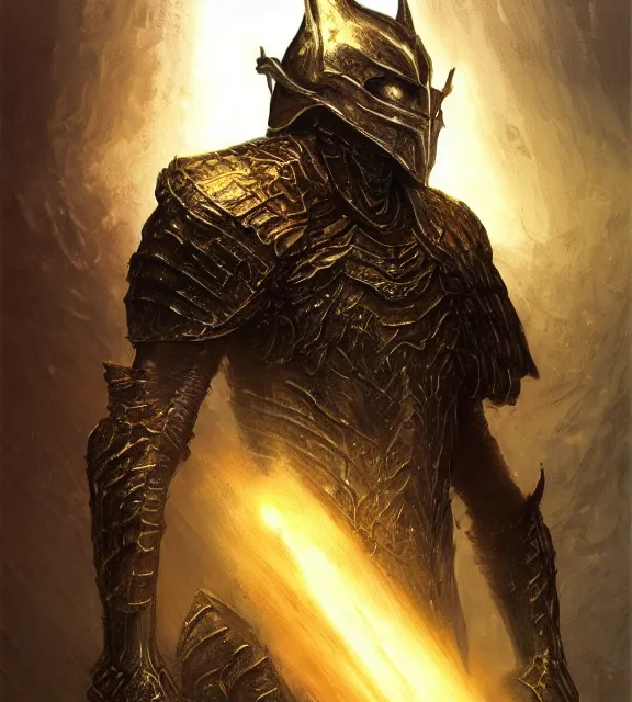 Image similar to royal golden knight in sun armor concept, beksinski, age of sigma art, frank franzetta, ruan jia, dark soul armor concept, trending on artstation, wayne barlowe, adrian smith fantasy art, elden ring art, the hobbit art, lord of the ring art, infinity blade armor