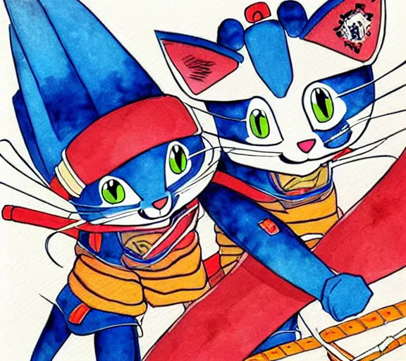 Prompt: samurai pizza cats, ink and watercolor illustration masterpiece, perfectly realistic yet surreal, by ryan ottley