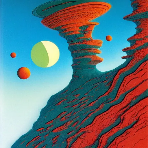 Image similar to breathtakingly beautiful ultrawide angle colour masterpiece dream by roger dean and kilian eng and jean giraud and studio ghilbi, incredible sense of depth and perspective and clarity, weird abstract, 8 k