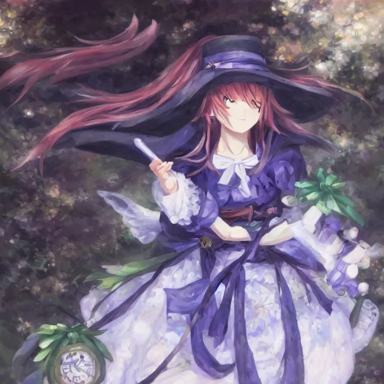 Image similar to beautiful oil painting of Marisa kirisame from touhou project