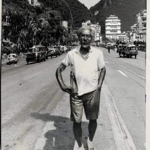 Prompt: vintage photo of a man in rio de janeiro