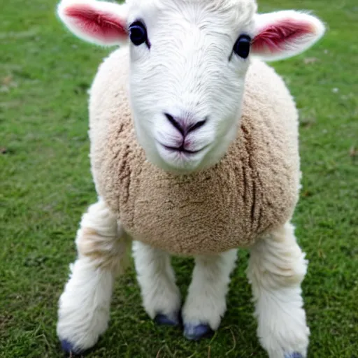 Prompt: cute lamb wearing orange inmate clothes