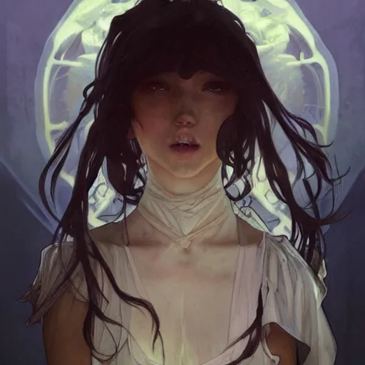 Prompt: a werewolf child, beautiful painting by artgerm and greg rutkowski and alphonse mucha