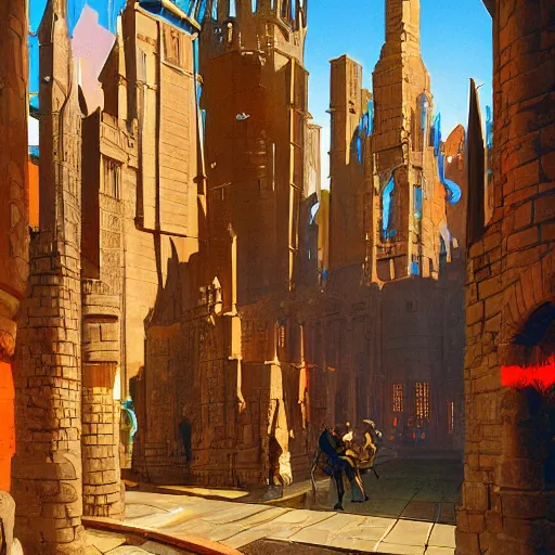 Image similar to Medieval city designed by Syd Mead