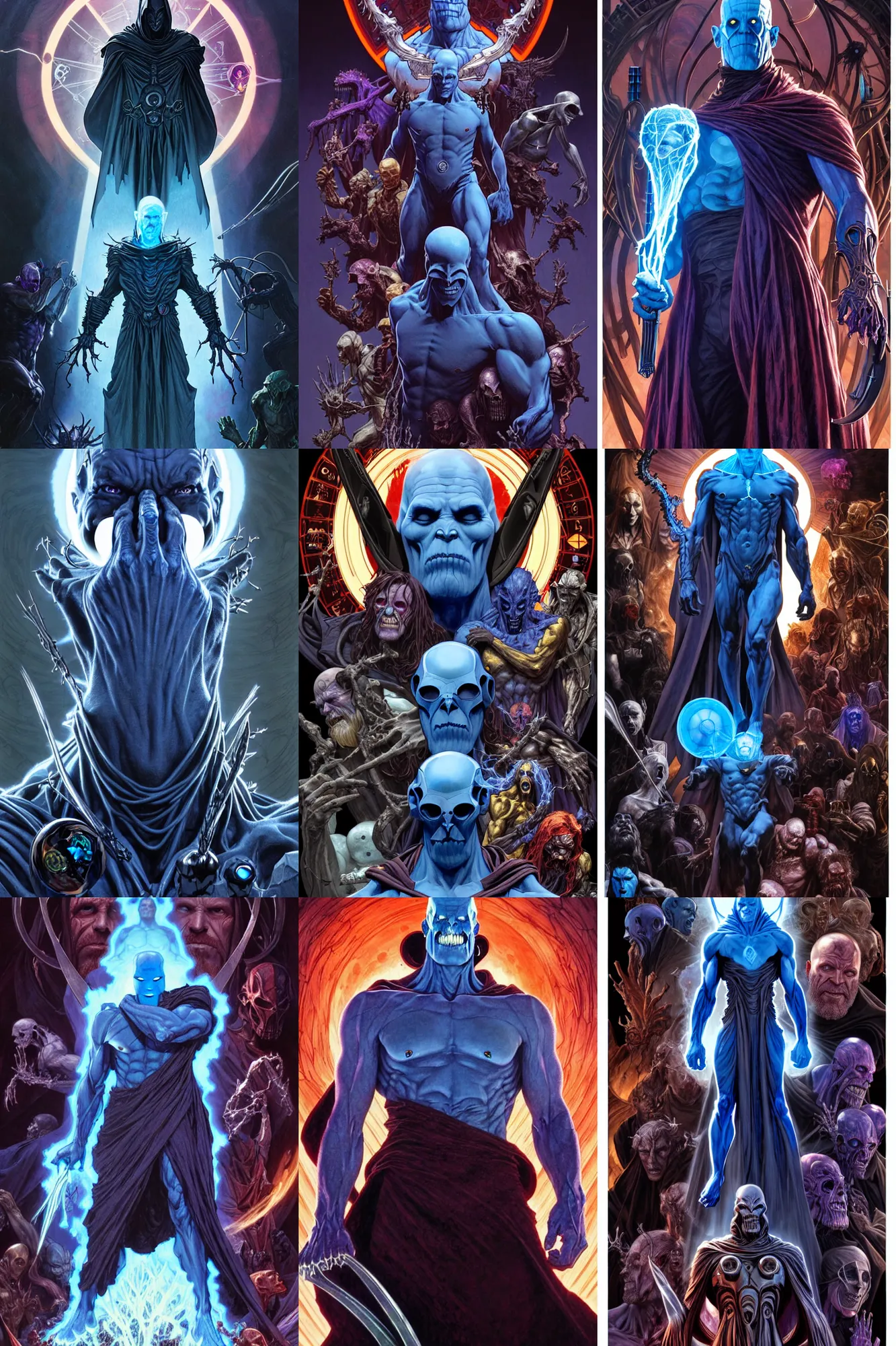 Prompt: the platonic ideal of corvus glaive thanos doctor manhattan wild hunt cletus kasady carnage nazgul, detailed, intricate, hyperrealism, intense, scary art by brock hofer and artgerm and greg rutkowski and alphonse mucha