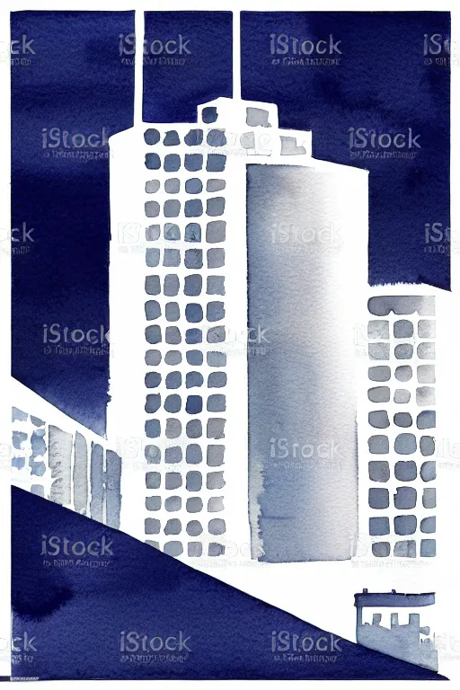 Image similar to minimalist watercolor art of frankfurt bank, illustration, vector art