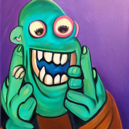 Image similar to painting of monster eat kids