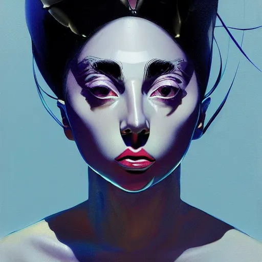 Image similar to prompt : lady gaga portrait soft light painted by james jean and katsuhiro otomo and erik jones, inspired by akira anime, smooth face feature, intricate oil painting, high detail illustration, sharp high detail, manga and anime 1 9 9 9