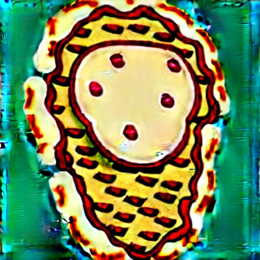 Image similar to A human made of pizza, digital art