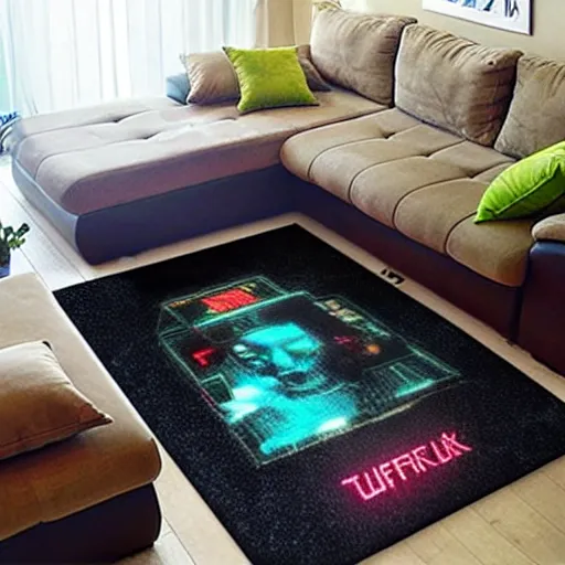 Image similar to cyberpunk tufting rug