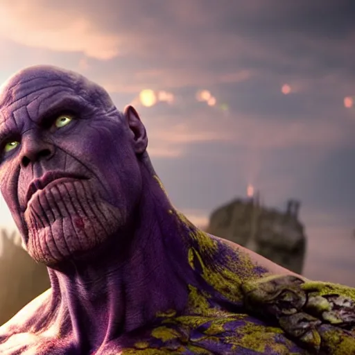 Prompt: Anorexic thanos, movie still, cinematic