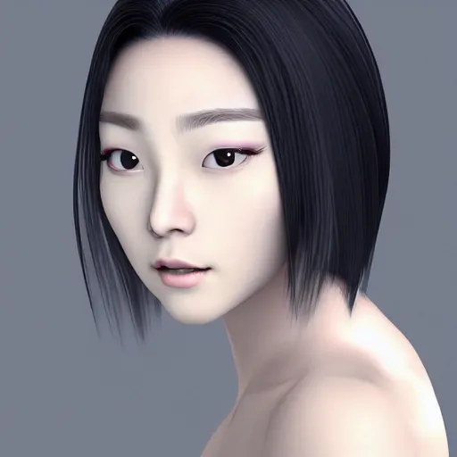 Image similar to portrait bald korean goddess neutral expression face straight on headshot even lighting no hair texture character creator 4