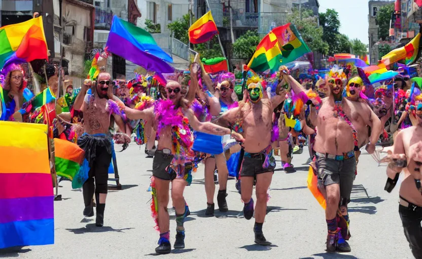 Image similar to Pride parade in escape from tarkob