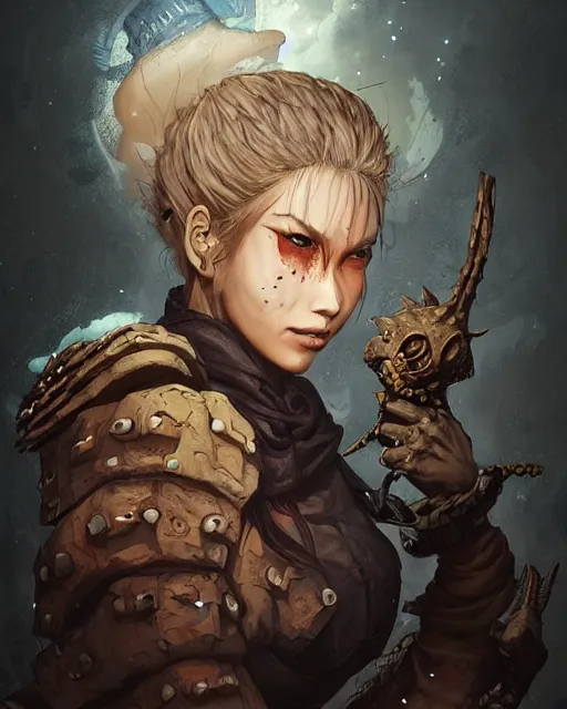 Prompt: Dorohedoro :: Nikaido, pretty, beautiful, DnD character art portrait, matte fantasy painting, DeviantArt Artstation, by Jason Felix by Steve Argyle by Tyler Jacobson by Peter Mohrbacher by Q Hayashida, cinematic lighting