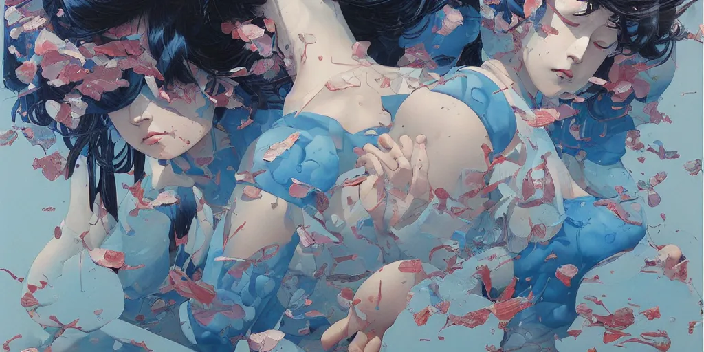 Image similar to perfect blue oil painting art by james jean and katsuhiro otomo and erik jones, inspired by akira anime, smooth texture, intricate oil painting, high detail illustration, sharp high detail, long exposure