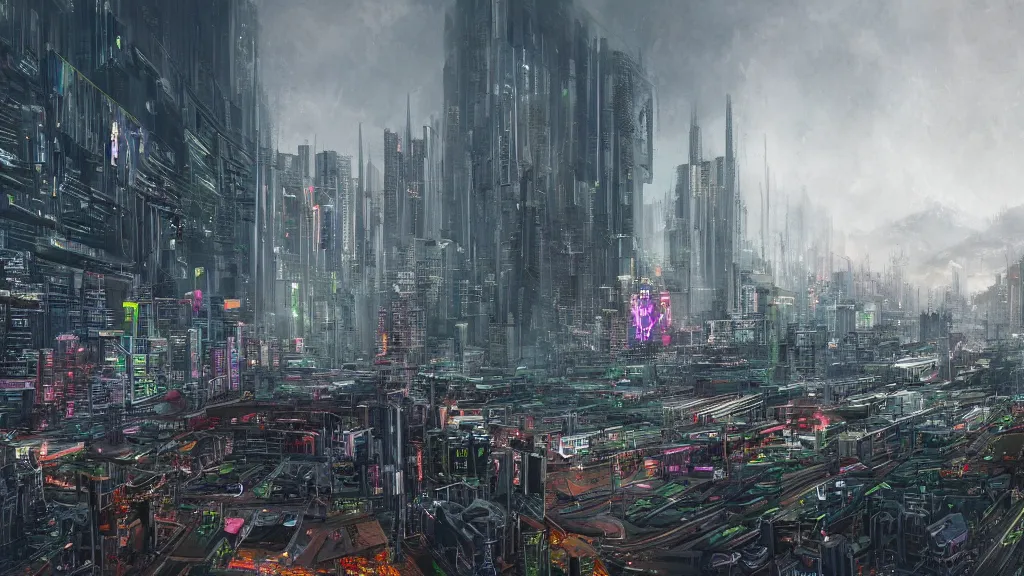 Prompt: a new zealand cyberpunk landscape