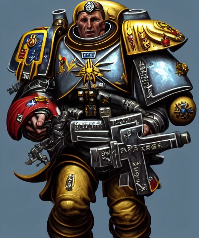 Image similar to Keir Starmer as a Warhammer 40k Space Marine, portrait, highly detailed, intricate, concept art, artstation