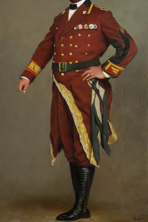 Prompt: full body portrait of the dictator of the utah jazz, 1 8 8 9, in full military garb, oil on canvas by william sidney mount, trending on artstation