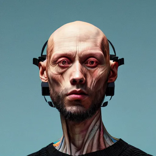 Prompt: Colour Caravaggio and DaVinci style full body portrait Photography of Highly detailed Man with 1000 years old perfect face wearing highly detailed sci-fi VR headset designed by Josan Gonzalez. Many details In style of Josan Gonzalez and Mike Winkelmann and andgreg rutkowski and alphonse muchaand and Caspar David Friedrich and Stephen Hickman and James Gurney and Hiromasa Ogura. Rendered in Blender and Octane Render volumetric natural light