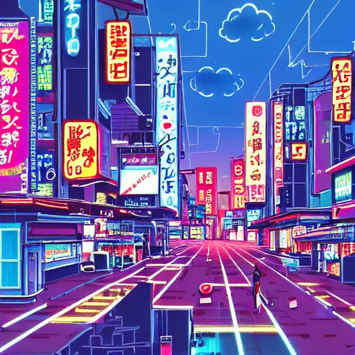 Image similar to neon citypop japanese city in 1 9 8 0's anime style