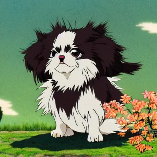 Image similar to a japanese chin as an anime character in a studio ghibli film