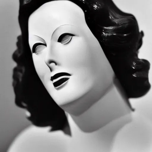 Image similar to antique sculpture of hedy lamarr, she is smiling