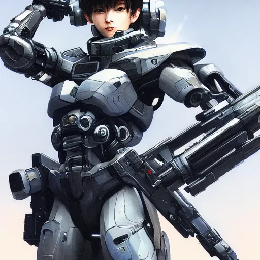 Image similar to award winning, extremely photorealistic, bokeh, beautiful detail, stars in the sky, cybernetic, sci-fi space game art, jeon Jungkook holding a gun. alien planet art by Akihito Yoshitomi AND Yoji Shinkawa AND Greg Rutkowski, Mark Arian trending on artstation