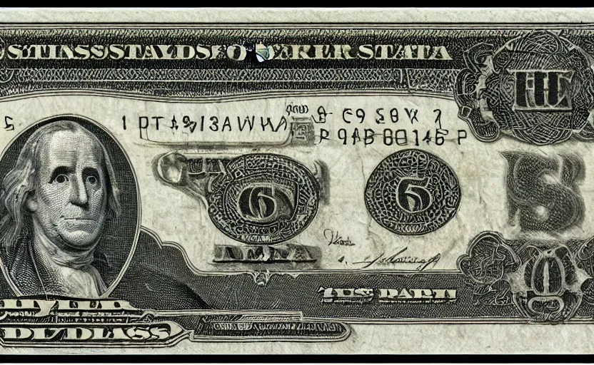 Image similar to rectangular photograph of 6 6 6 dollar u. s. currency note featuring satan