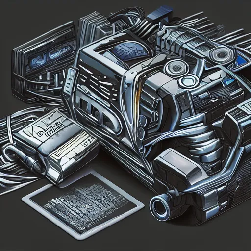 Image similar to car engine, concept, card form, cyberpunk style