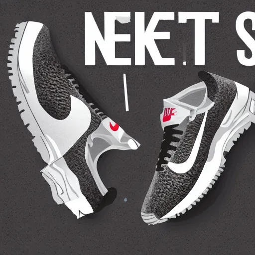 Image similar to a pair of nike sneakers with the words sweat shop edition, a digital rendering by xi gang, behance contest winner, international typographic style, rtx on, rtx, y 2 k aesthetic