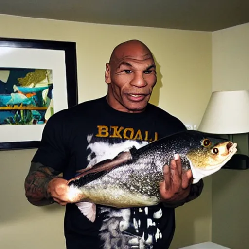 Prompt: mike tyson with a fish body