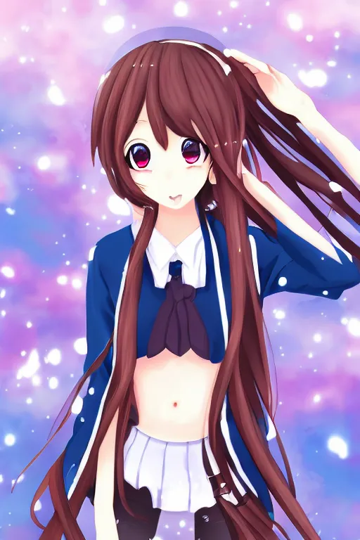 Image similar to An anime portrait of a high school girl by aniplex, full body, kawaii, Illustrator, pixiv