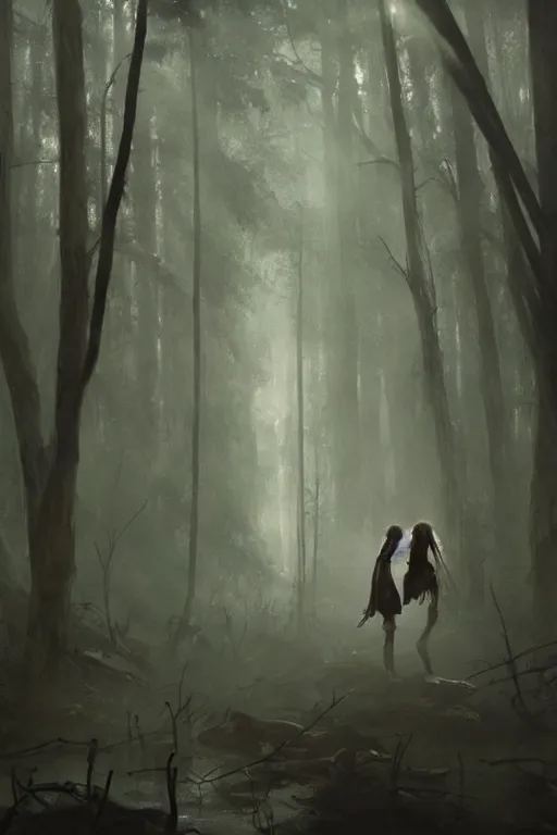 Prompt: a young woman covered in cobwebs, dramatic lighting, cinematic, dark forest, greg rutkowski