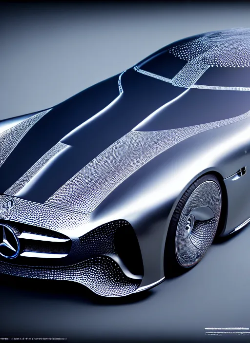 Image similar to hyperrealism, detailed textures, photorealistic 3 d, a futuristic mercedes super car, ultra realistic, ultra high pixel detail, cinematic, intricate, cinematic light, concept art, illustration, art station, unreal engine 8 k