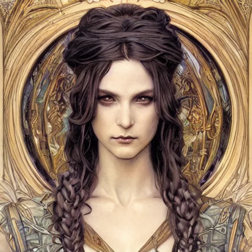 Image similar to an art nouveau painting in the style of donato giancola, and in the style of charlie bowater, and in the style of luis royo. symmetry, smooth, sharp focus, semi - realism, intricate detail.