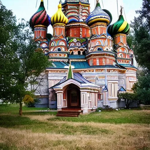 Image similar to tiny home that looks like st. basil's cathedral.