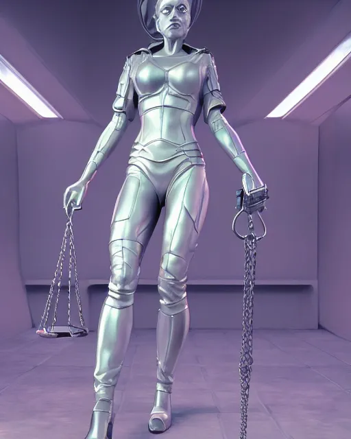 Prompt: lady justice futuristic style, highly detailed, rendered, ray - tracing, cgi animated, 3 d demo reel avatar