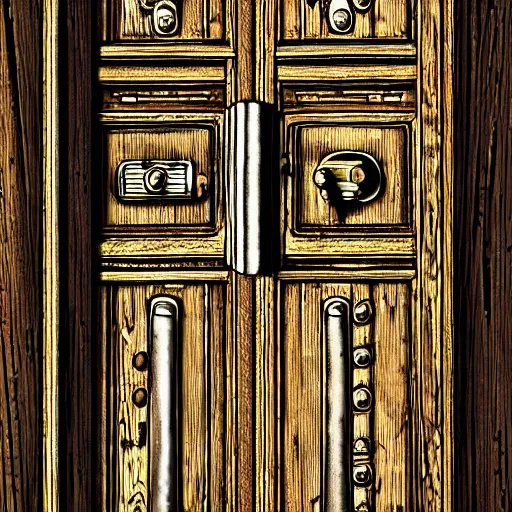 Image similar to one hundred doors with latches, highly detailed, intricate, sharp focus, digital art, 8 k