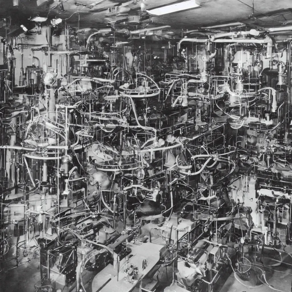 Prompt: interior photo of alien laboratory with strange devices