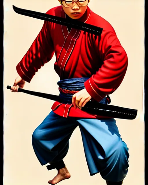 Image similar to richly detailed color illustration of a shaolin-lawyer-accountant-kung-fu illustrated by Artgerm and Timothy Kong . 3D shadowing