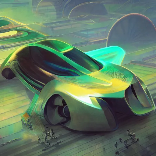 Image similar to solarpunk hovercar, clean energy, green technology, highway, sunny day, atmosphere, futurism, intricate, engines, glow, highly detailed, drone wings, peaceful, utopia, bright, digital painting, artstation, concept art, smooth, sharp focus, epic landscape, art by akihiko yoshida and tim mcburnie and anato finnstark